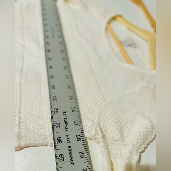 Cache Eyelet Sweater Moonchild Stripe Sheer Detailing Ivory Cream SZ Large - Picture 9 of 12